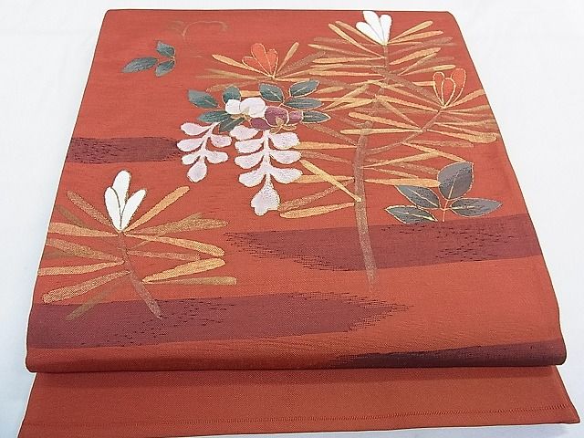 Rakuten - 平和屋着物■太鼓柄袋帯　草花文　金糸　逸品　pn4309