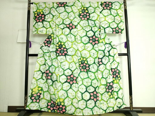 平和屋本店■極上 夏物 浴衣 有松鳴海絞り 舞花文 綿 逸品 DZAA20129kh5 平和屋本店■極上 夏物 浴衣 有松鳴海絞り 舞花文 綿 逸品 DZAA20129kh5