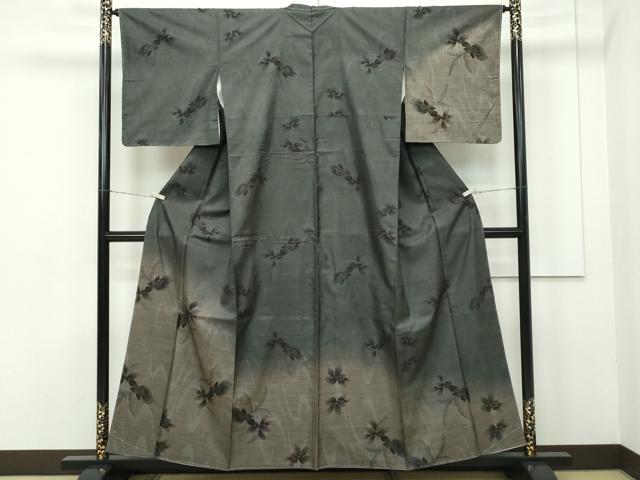 平和屋本店■極上 訪問着 本場大島紬地 泥染め 9マルキ 舞花文 逸品 未使用 CZAA2068s5