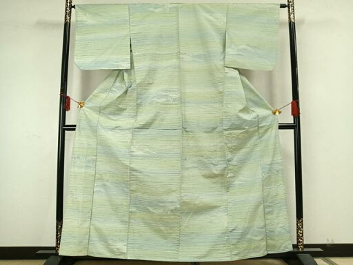 平和屋着物▽上質な紬 単衣 風景樹林文 正絹 逸品 AAAZ9637fy