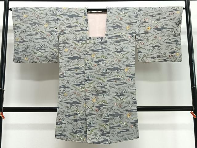 Full-Length Under-Kimono - 平和屋着物∞道行コート　紅型　草花文　ロング丈　正絹　逸品　CABC3157ua
