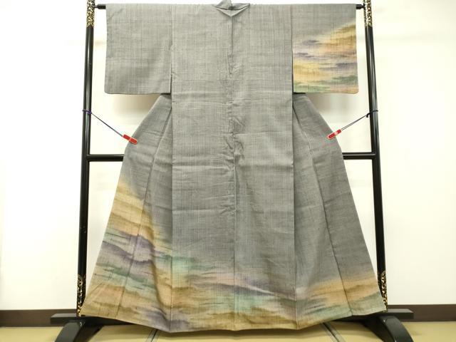 平和屋着物●訪問着　紬地　霞文　暈し染め　正絹　逸品　DAAR4413tw
