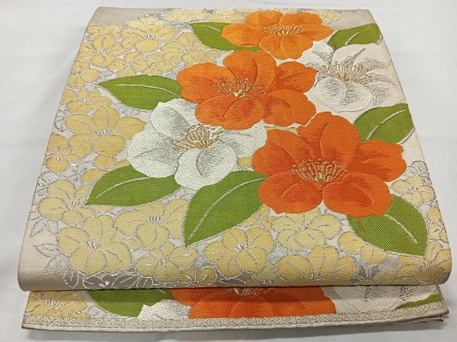 平和屋着物◎六通柄袋帯　唐織　草花文　金銀糸　正絹　逸品　CAAT8704kb