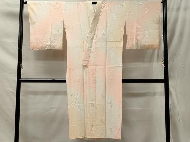 平和屋着物■長襦袢　袷　絞り　舞蝶文　暈し染め　正絹　逸品　CAAT7839oy