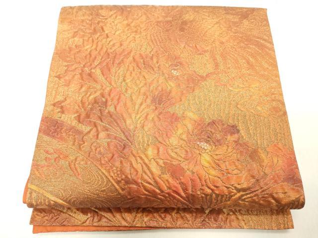 平和屋着物◎六通柄袋帯　元禄錦　花鳥文　うるし押箔　正絹　逸品　DAAY8599cd