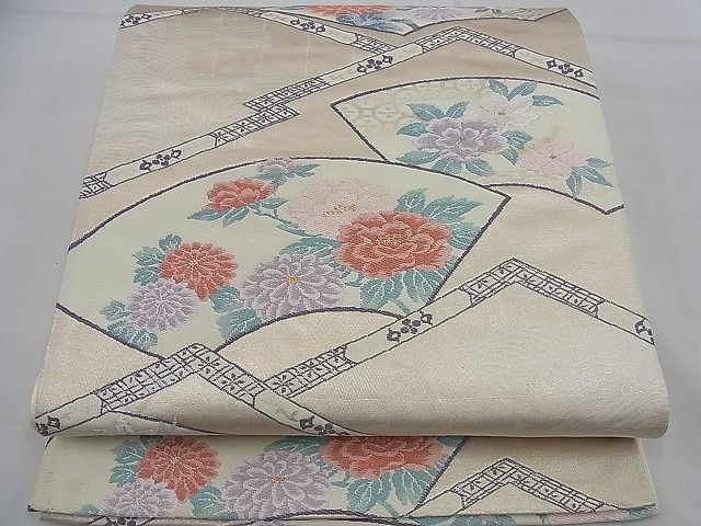 平和屋着物■六通柄袋帯　地紙草花文　金糸　逸品　n-ea0398