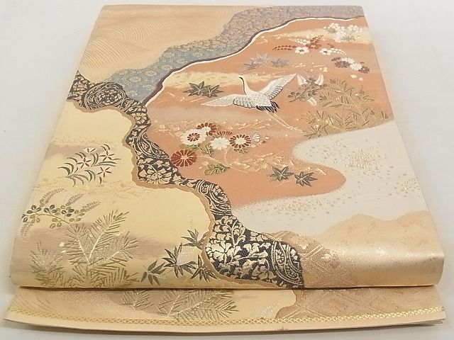 平和屋着物◎六通柄袋帯 唐織 浩中遺宝文 金糸 正絹 逸品 AAAG7913Ajz