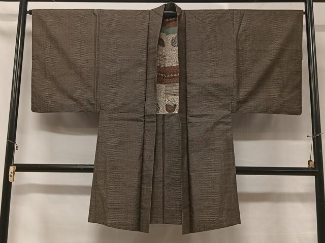 平和屋着物＃男性　長羽織　本場大島紬　幾何学文　正絹　逸品　CABC3001ua