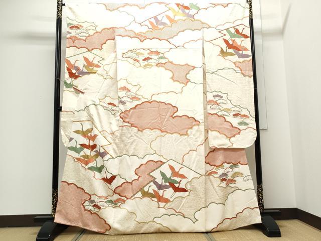 平和屋着物■豪華振袖 駒刺繍 雲重ね飛鶴文 金彩 正絹 逸品 CAAX5050th