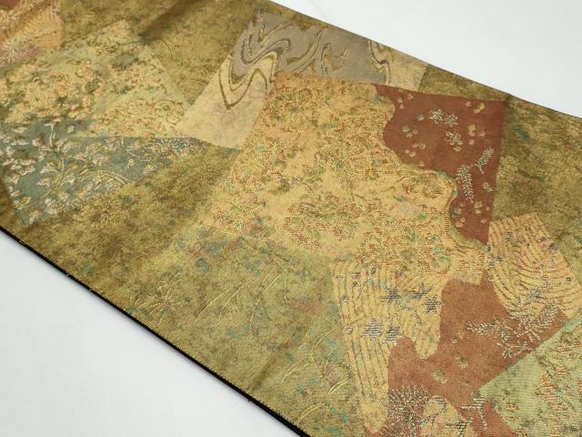 平和屋の平和屋着物◎六通柄袋帯 地紙重ね花文 古代青銅箔 金銀糸 正絹 逸品 CABF7158fb｜アングル2