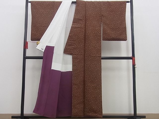 平和屋着物■上質なお召　草花文　高島屋扱い　逸品　n-gh0812