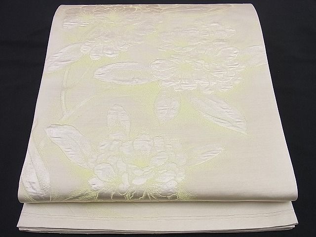 平和屋着物■六通柄袋帯　ふくれ織　枝花文　銀糸　逸品　n-rm0146