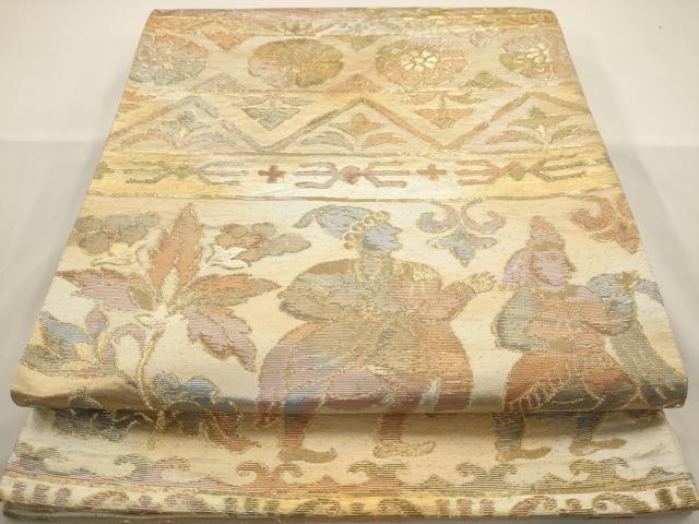 Rakuten - 平和屋着物◎六通柄袋帯　人物花文　金糸　正絹　逸品　AAAW3674dt