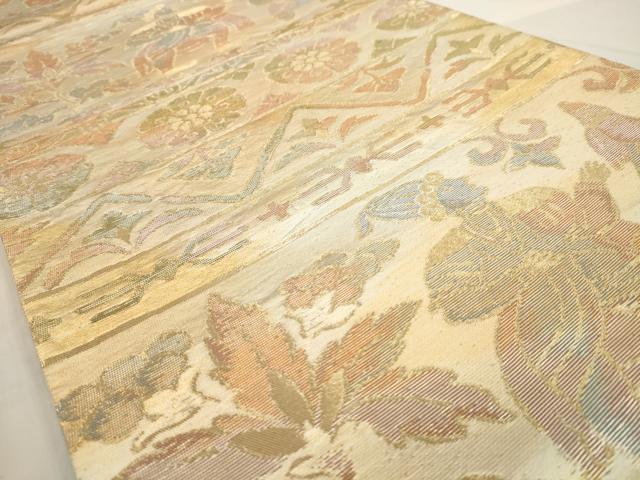 平和屋の平和屋着物◎六通柄袋帯 人物花文 金糸 正絹 逸品 AAAW3674dt｜アングル2