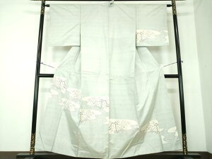 平和屋着物●本場大島紬 訪問着 白大島 流水枝梅 正絹 逸品 DAAQ3490ps