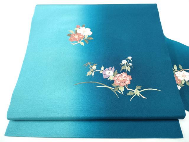 Rakuten - 平和屋着物●九寸名古屋帯　総刺繍　枝花文　金糸　正絹　逸品　CABD0452hy