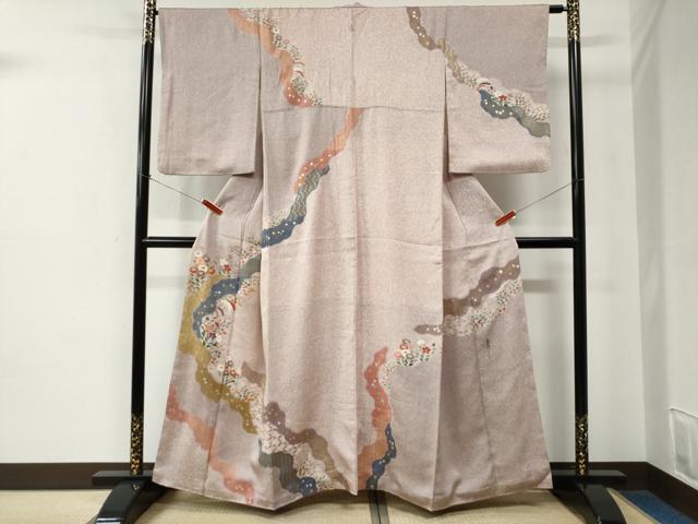 平和屋着物●京友禅の第一人者 松井青々 訪問着 駒刺繍 道長吉祥草花文 金彩 正絹 逸品 CABE2305yc
