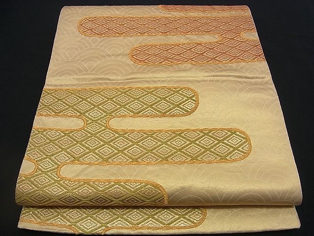 平和屋着物■六通柄袋帯　エ霞文　金糸　やまとオリジナル　逸品　n-qt0125