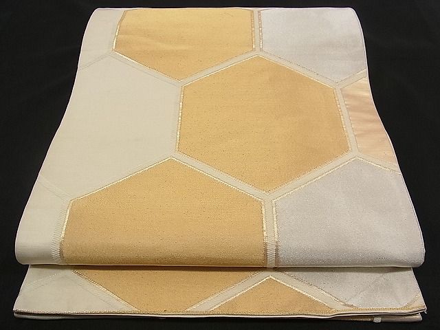 平和屋着物■六通柄袋帯　唐織　亀甲文　金糸　逸品　n-qw0284
