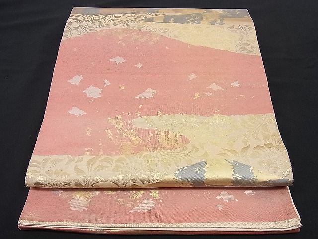 平和屋着物■六通柄袋帯　流水箔散らし　金糸　逸品　n-rm0171