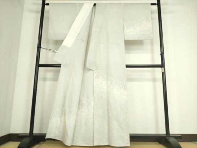 平和屋着物▽本塩沢　訪問着　単衣　南天文　証紙付き　正絹　逸品　DAAS0434az