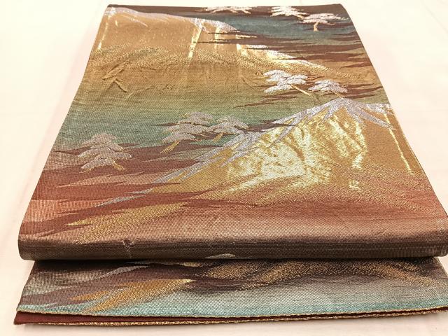 Other - 平和屋着物◎六通柄袋帯　遠山松文　金銀糸　引箔　正絹　逸品　BAAU9044yc