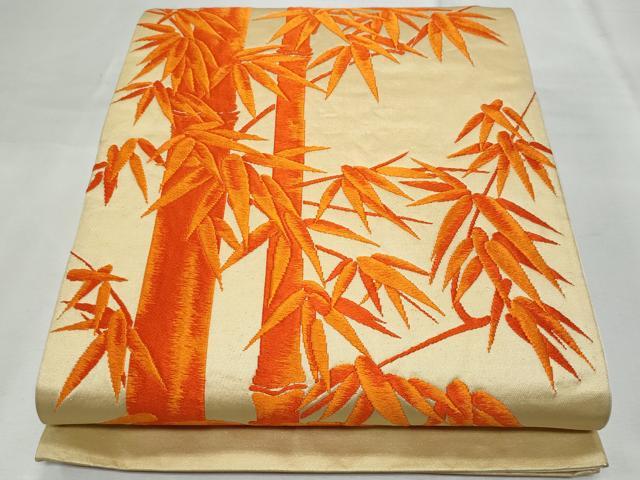 平和屋着物◎六通柄袋帯 唐織 笹竹文 正絹 逸品 CABF7007fb