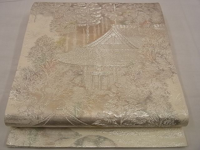 ■■■　サイズ　■■■ 長さ 422cm 幅 31cm程 ■■■　商品詳細　■■■ 【正絹・芯なし】 状態は接写画像のように たれ先・裏地所々に薄い汚れ、柄止まりに薄いアクがございますが その他特に目立ったシミ汚れなどもなく大変良い状態です...