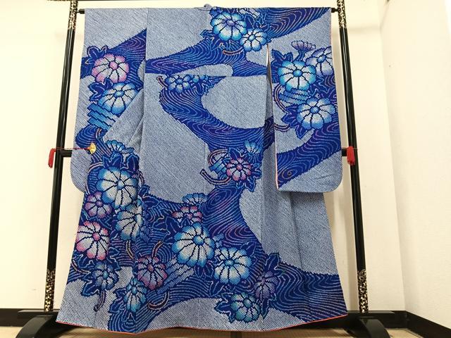 平和屋着物●豪華振袖 絞り 流水花文 正絹 逸品 AAAY5922ph