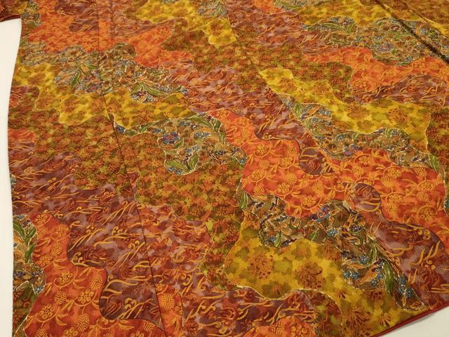 平和屋着物■上質な小紋　切嵌花鳥文　正絹　逸品　DABC7912ya