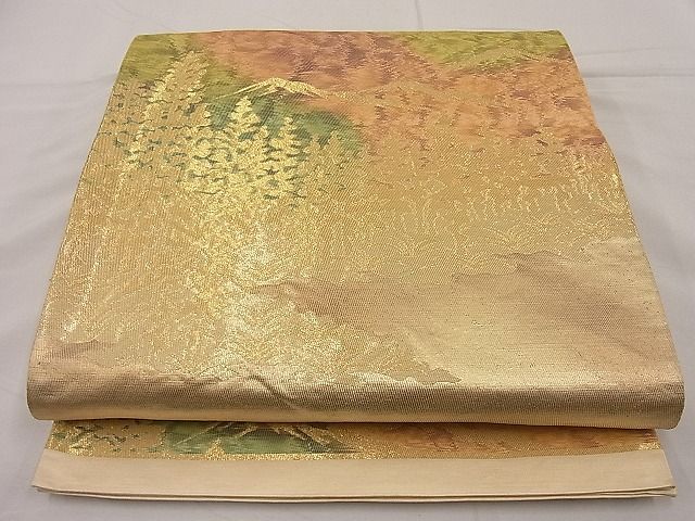 平和屋着物■六通柄袋帯　遠山風景文　金銀糸　逸品　n-ip0535