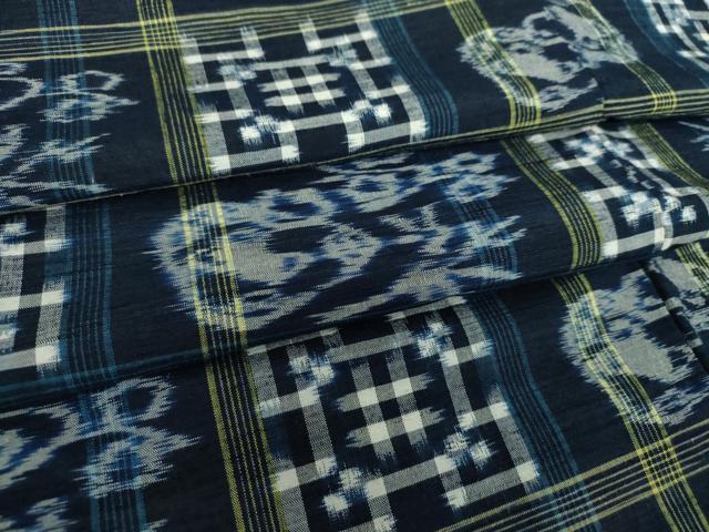 Kimono - 平和屋着物●上質な紬　変わり格子　器物花文　正絹　逸品　DAAS3907ps