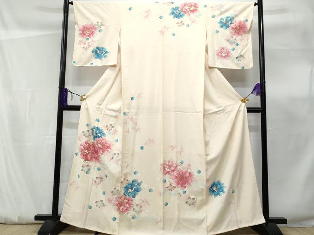 Kimono - 平和屋着物■訪問着　駒刺繍　草花文　金彩　正絹　逸品　CABF0872fb