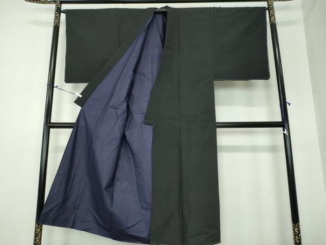 平和屋着物●男性　お召　縞　黒地　正絹　逸品　未使用　DAAS3506ps