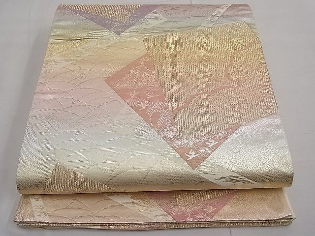 平和屋着物■六通柄袋帯　色紙重ね箔散らし　金糸　逸品　n-ar3073