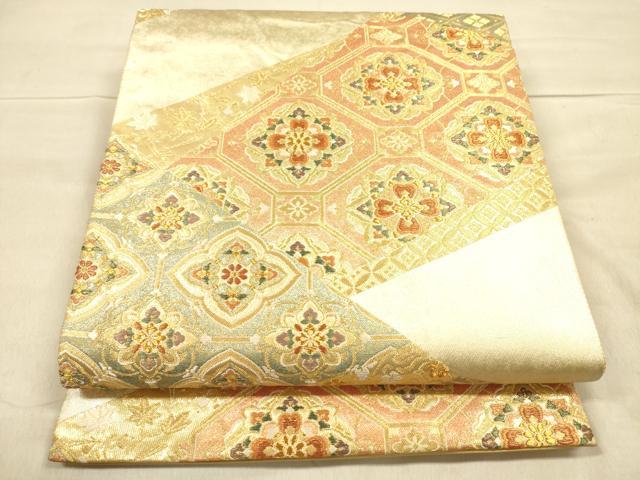 平和屋着物◎六通柄袋帯　拍葉　金糸　引箔　正絹　逸品　DAAK2544ob