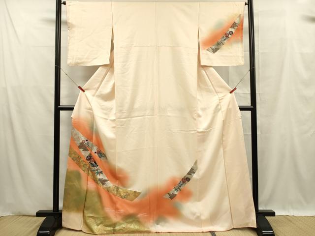 Rakuten - 平和屋着物■訪問着 熨斗吉祥文 金銀彩 正絹 逸品 DABF0611ya