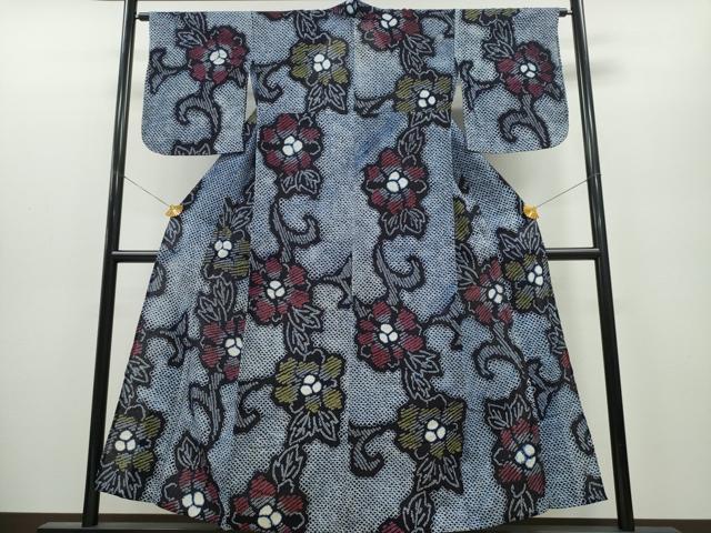 平和屋着物∴夏物　浴衣　有松鳴海絞り　牡丹唐草文　綿　逸品　CAAY4763ng