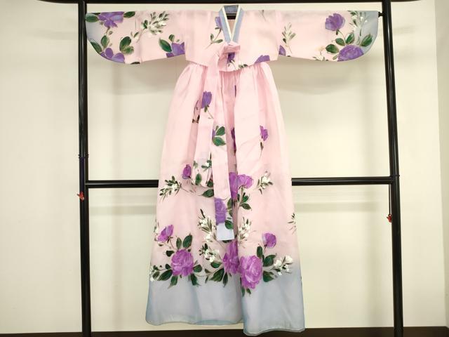 平和屋本店●極上 チマチョゴリ 韓服 民族衣装 手描き 草花 金彩 逸品 DABK2443op