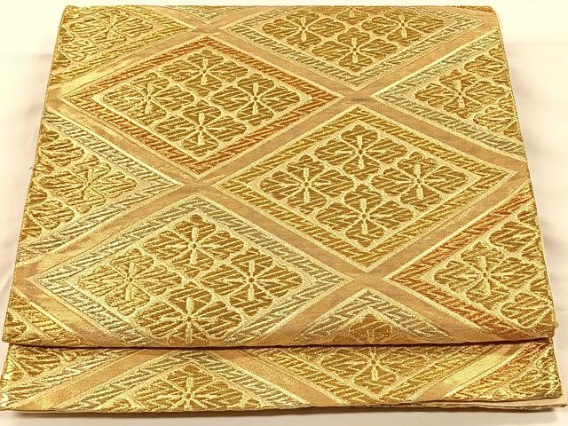 平和屋着物◎六通柄袋帯　花菱文　金糸　正絹　逸品　CAAX2967id