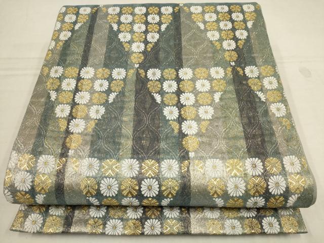 平和屋着物▼六通柄袋帯 いちご錦 金銀糸 正絹 逸品 AAAZ6643wj