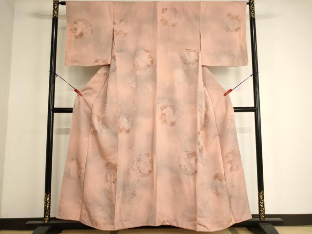 Rakuten - 平和屋着物■上質な小紋　地紋起こし　花丸文　暈し染め　正絹　逸品　AABF2433ja