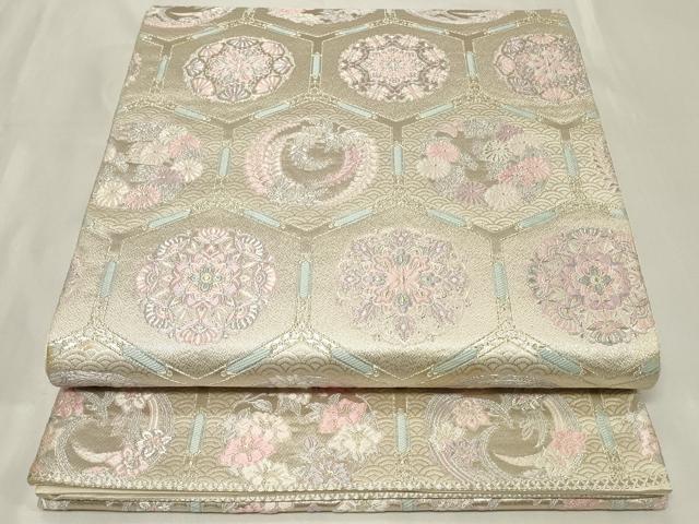 平和屋着物◎六通柄袋帯　亀甲取華紋　金銀糸　正絹　逸品　CAAZ7646in