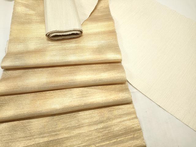 平和屋着物▼袋帯 帯反物 霞文 金糸 裏地付き 逸品 未使用 DABE6700zy
