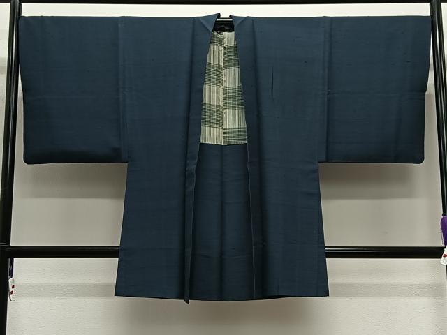 Kimono - 平和屋着物∞男性　長羽織　紬地　褐返色　正絹　逸品　CABE5090ua