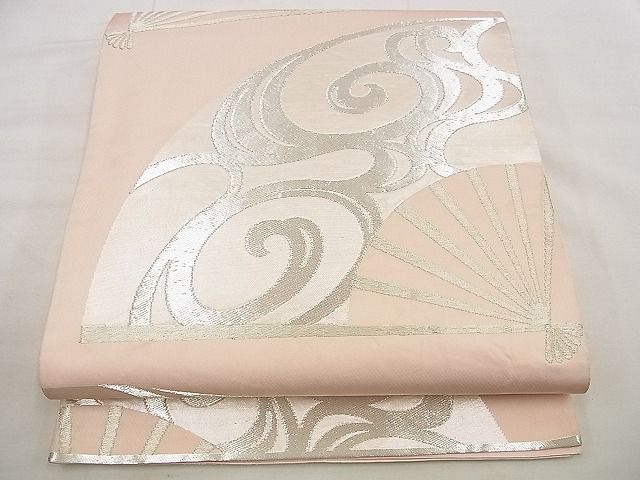 平和屋着物■六通柄袋帯　光琳水扇文　銀糸　逸品　n-up0233