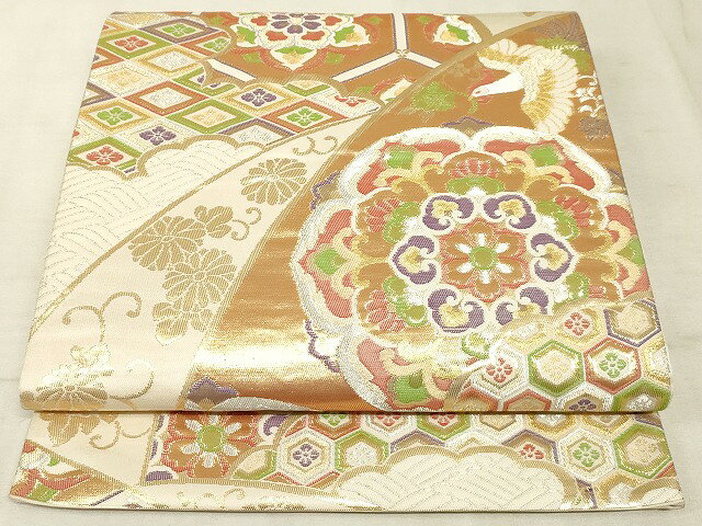 平和屋着物◎六通柄袋帯　鳳凰花文　金銀糸　正絹　逸品　AAAM2952Asx