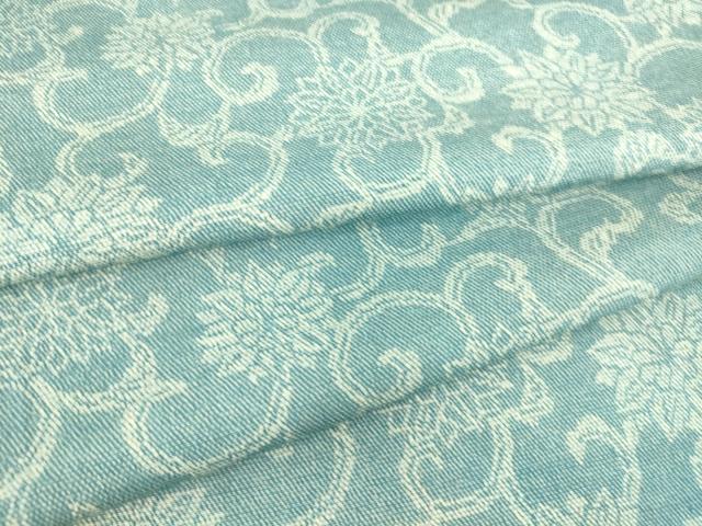 平和屋着物▽小紋　単衣　花唐草文　正絹　逸品　DAAS0716az