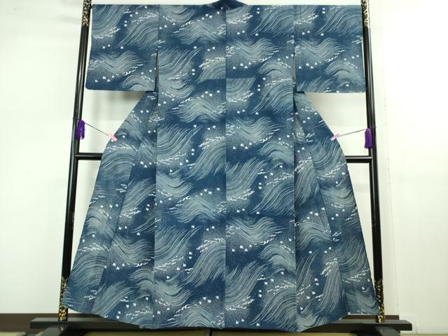 Female Yukatas - 平和屋着物∴極上　夏物　竺仙　綿　浴衣　立波に千鳥　逸品　DZAB1116kh5