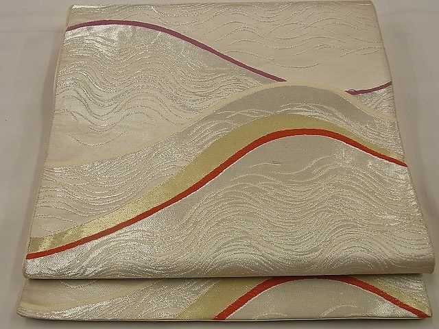 平和屋着物■六通柄袋帯　唐織　吉祥立波文　金銀糸　逸品　n-te0015